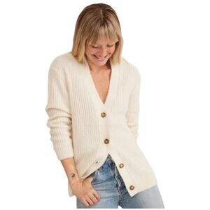 Marine Layer Nova Cardigan Sweater Womens Small Ivory Alpaca Wool Oversized